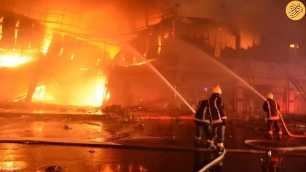 آتش سوزی گسترد در بازار موشک جده عربستان